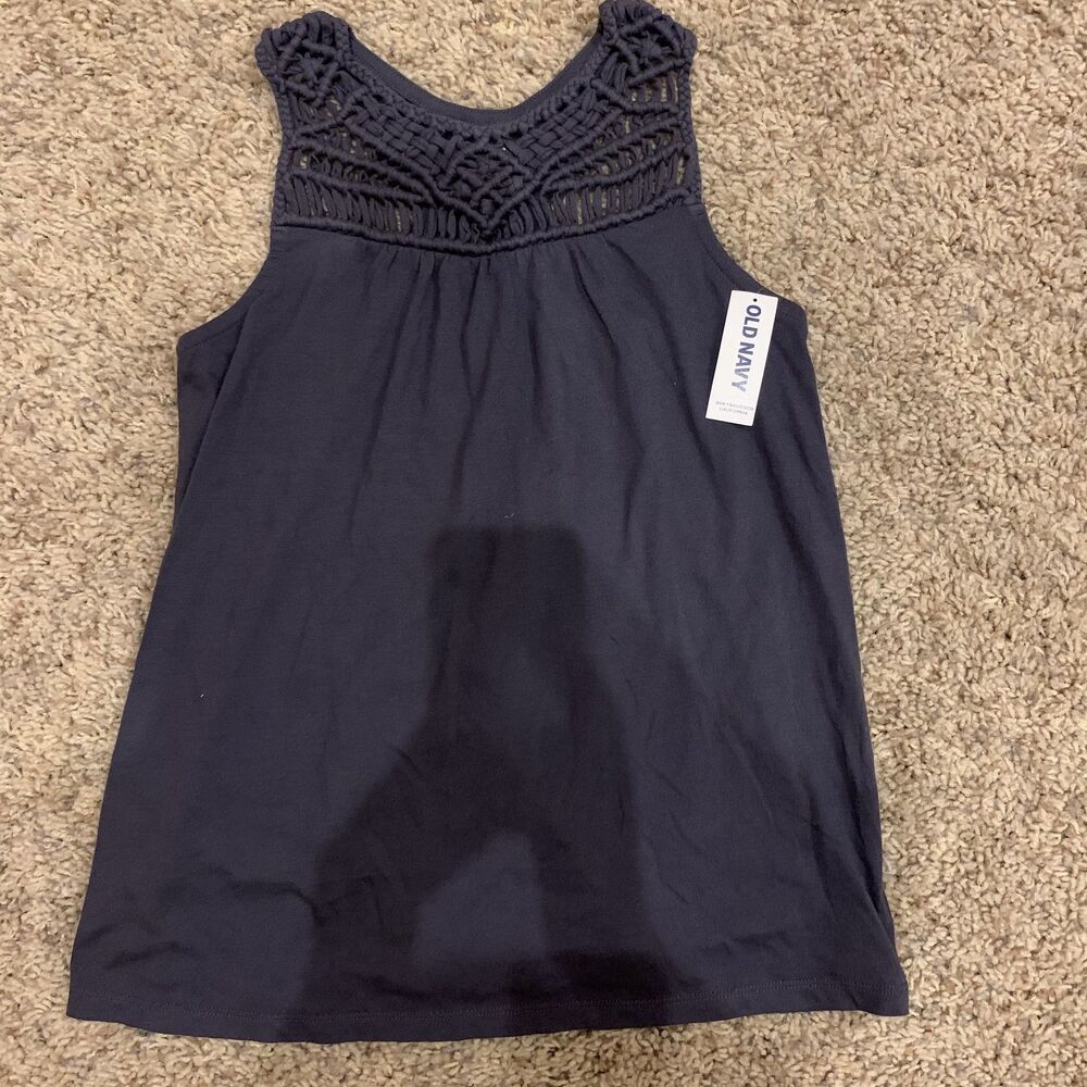 old navy girl size large 10/12 charcoal tank top shirt 10 12 NWT